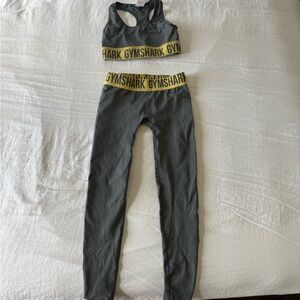 Gymshark Charcoal Leggings with Yellow Accents